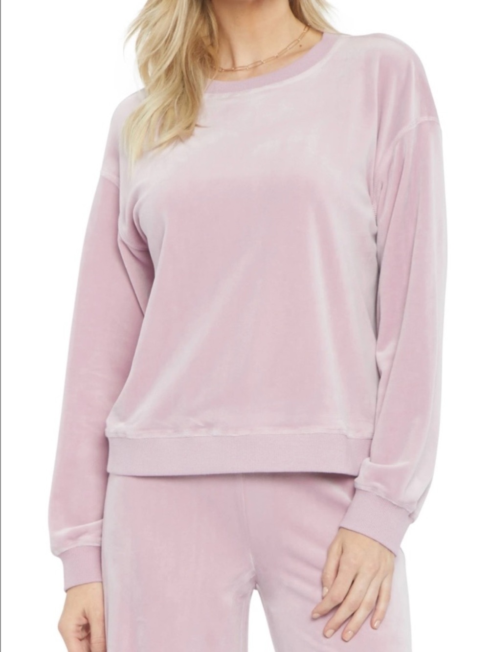 NYDJ Basic Velour Sweatshirt (Dawn Pink)
